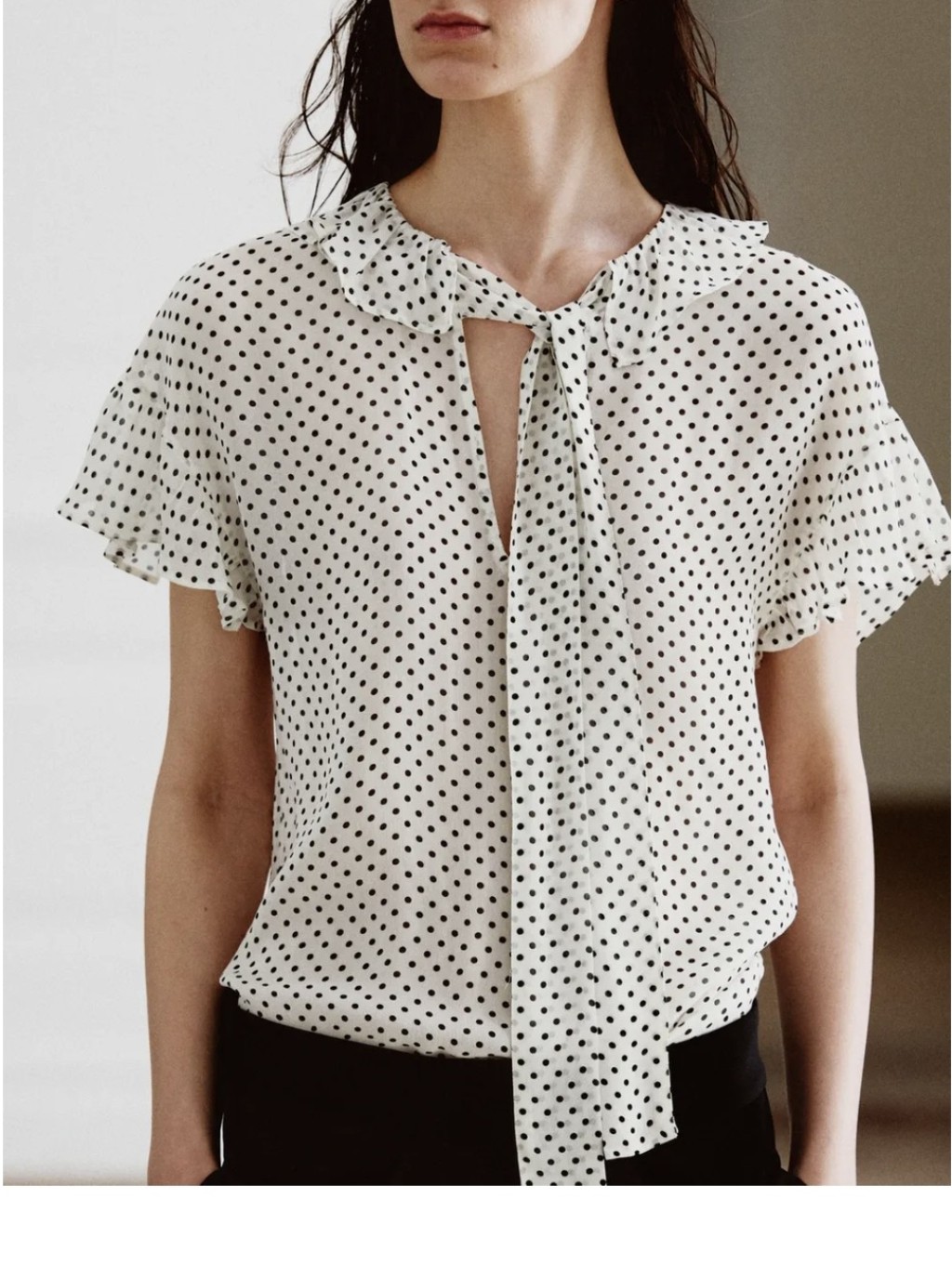 Zara Tied Polka Dot Blouse(S)